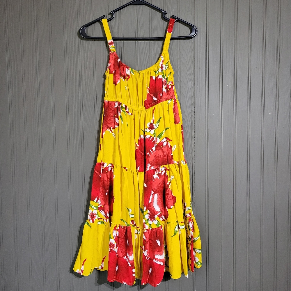 Aloha Fashion Hawaiian Fashion Dress Floral Print Yellow Women's One Size S/M